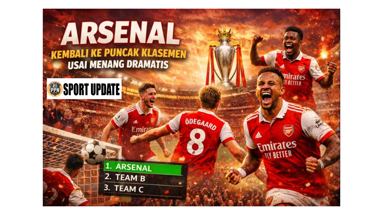 Arsenal Kembali ke Puncak Klasemen Usai Menang Dramatis