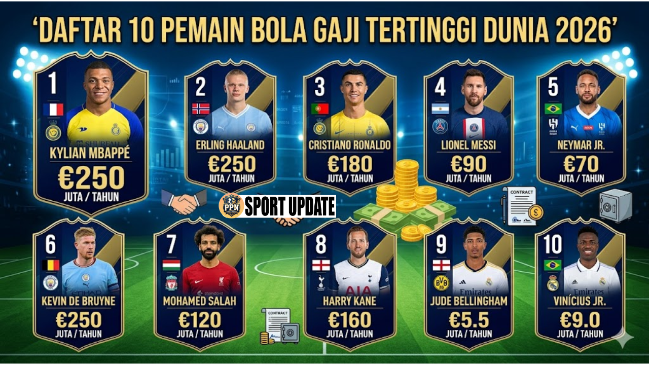 Daftar 10 Pemain Bola Gaji Tertinggi Dunia 2026