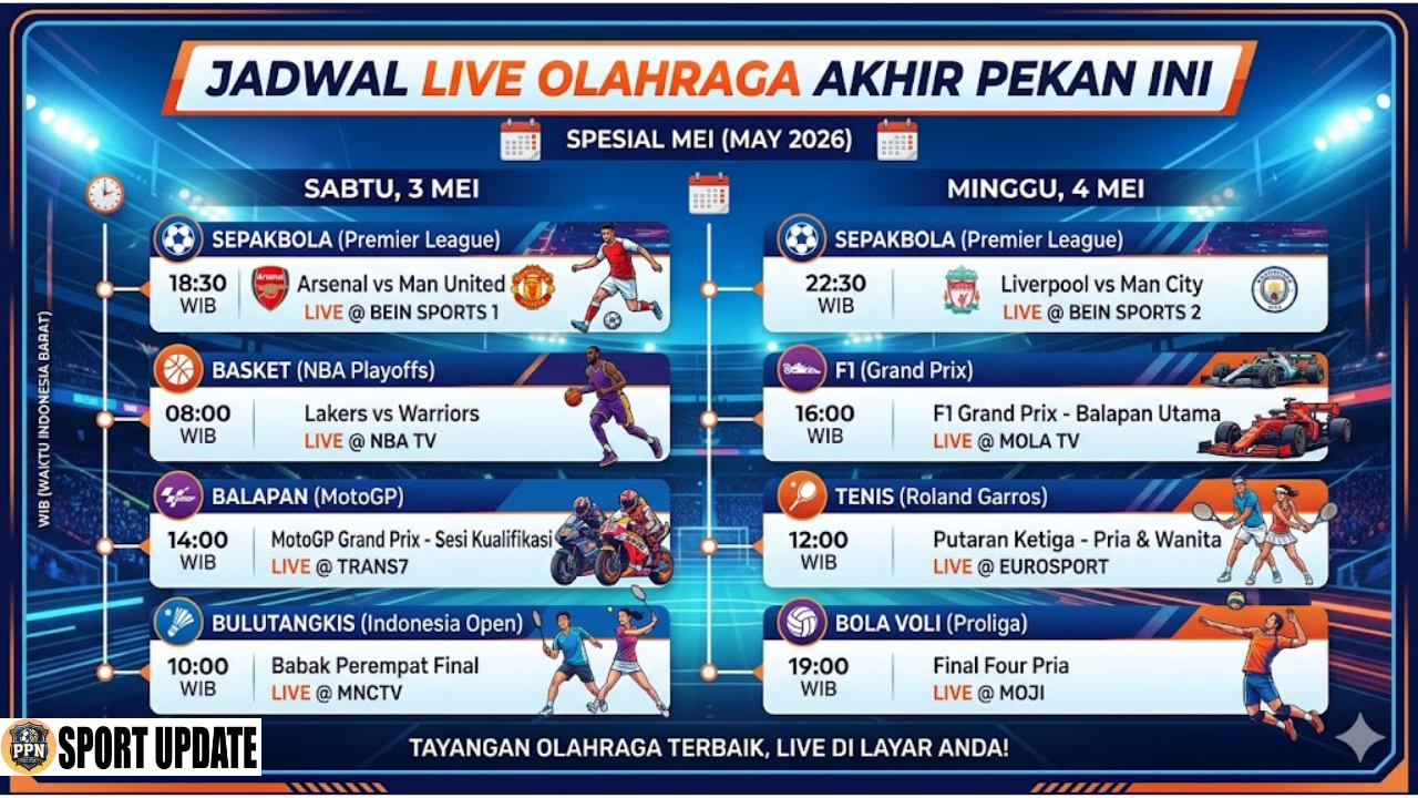 Jadwal Live Olahraga Akhir Pekan Ini